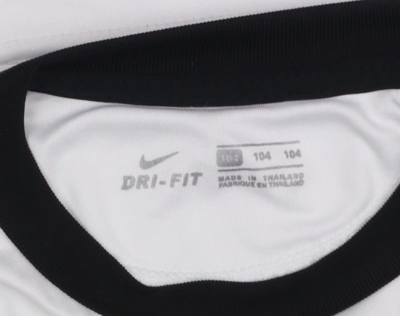 Nike Boys White Pele Football Dri-Fit Short Sleeve Jersey T-Shirt 8 Years