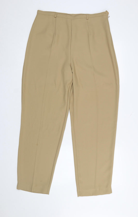 TAGG Women’s Beige Pleated Crepe Tapered Trousers Size 16