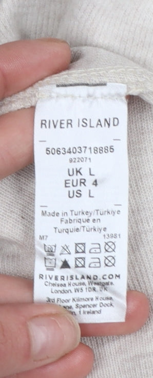 River Island Women Beige L Relaxed Fit Pullover Sweatshirt