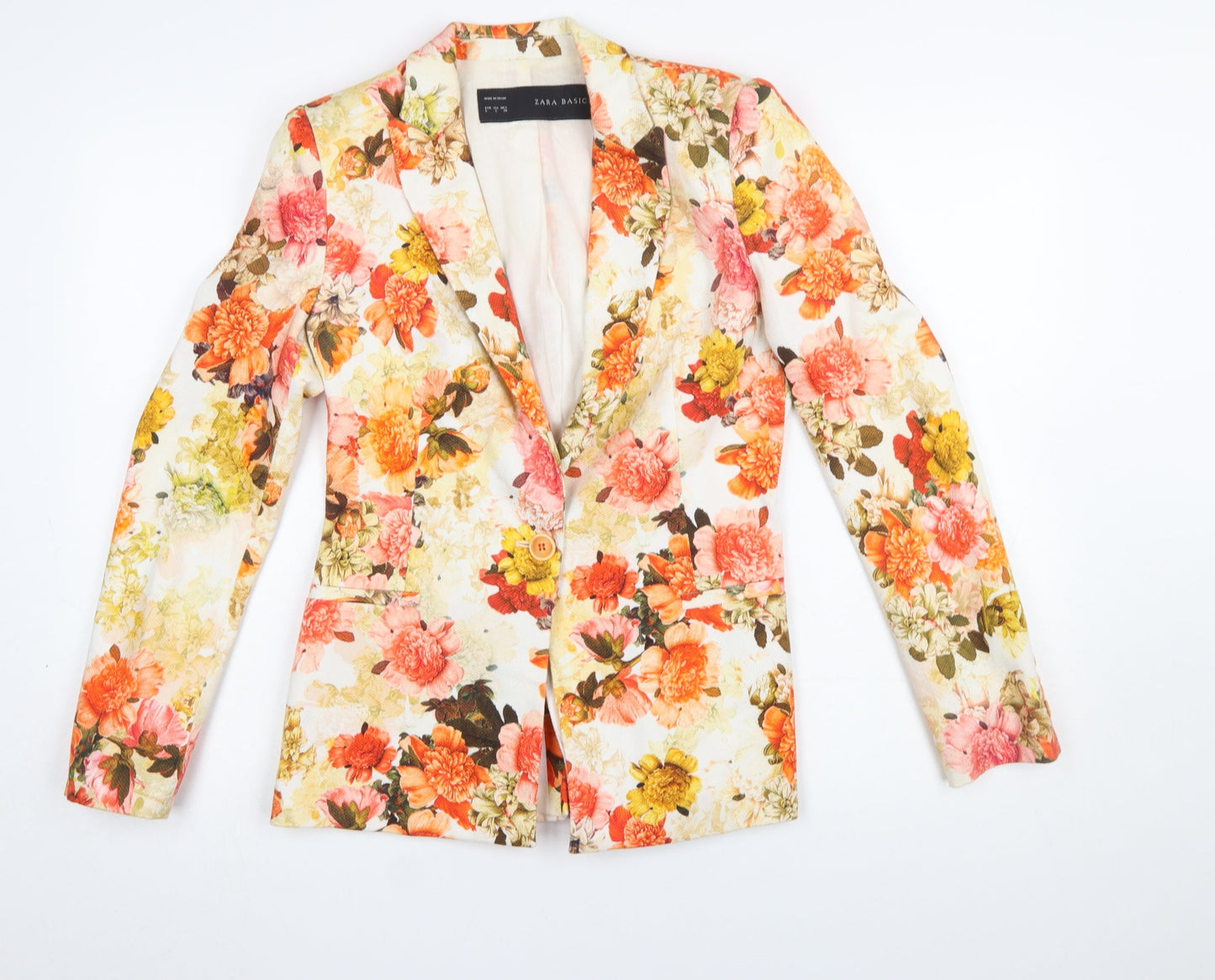 Zara Basic Women's Multicoloured Floral Blazer Jacket Size S