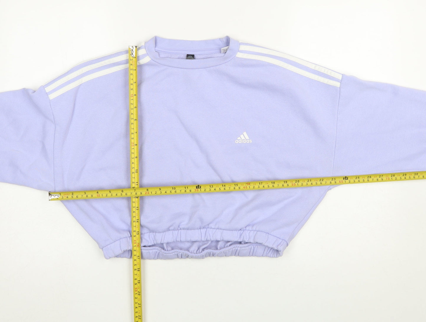 Adidas Women's Lilac Cropped Sweatshirt Size 14 Long Sleeve Crew Neck