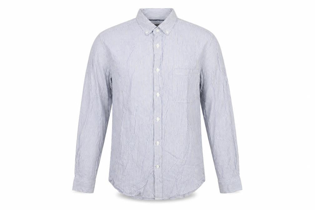 Dunnes Men's Blue Striped Cotton Button-Up Shirt M Regular Fit