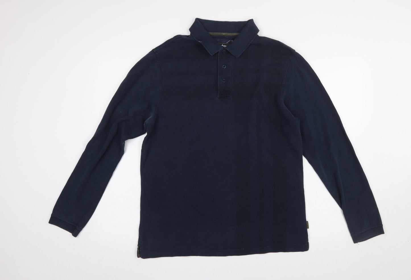 Barbour Men's Blue Long Sleeve Cotton Polo Shirt Size L