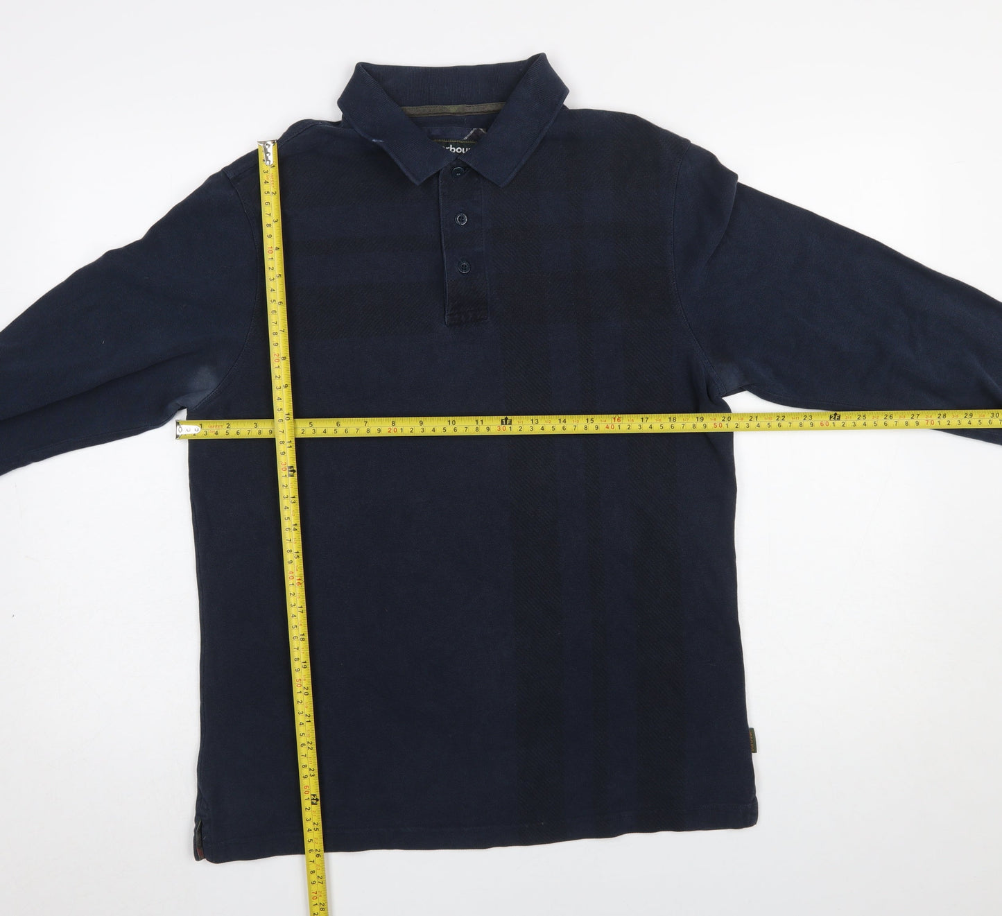 Barbour Men's Blue Long Sleeve Cotton Polo Shirt Size L