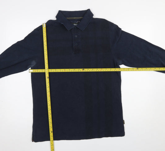 Barbour Men's Blue Long Sleeve Cotton Polo Shirt Size L