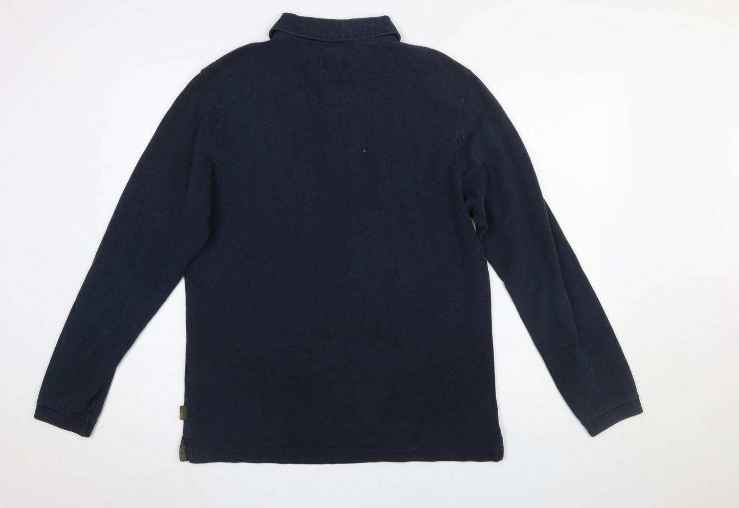 Barbour Men's Blue Long Sleeve Cotton Polo Shirt Size L