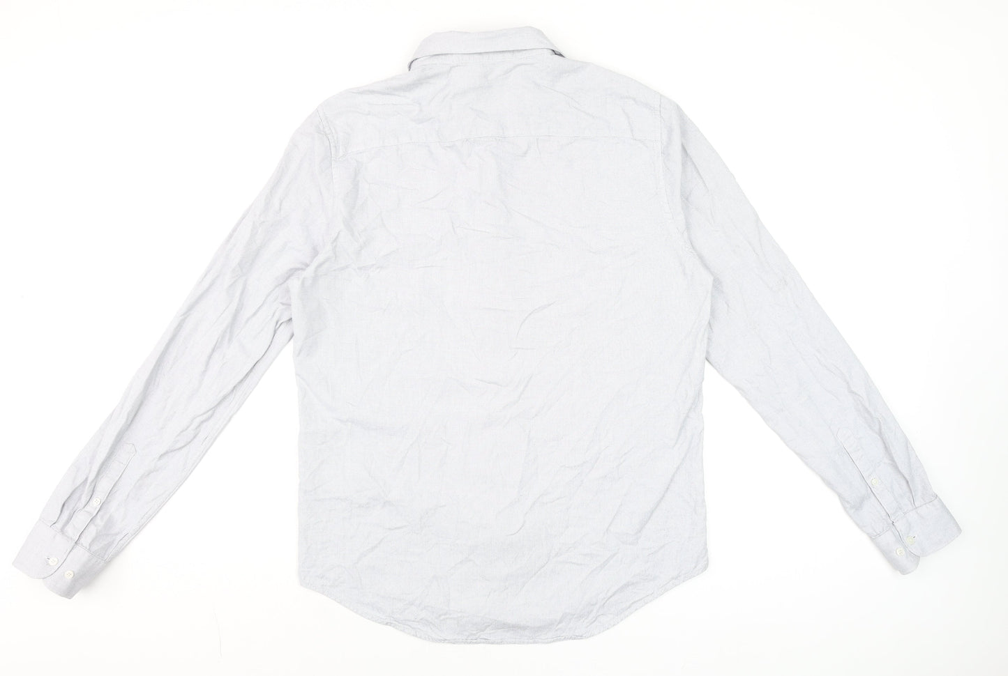 Superdry Studios Men's Grey Cotton Long Sleeve Dress Shirt L