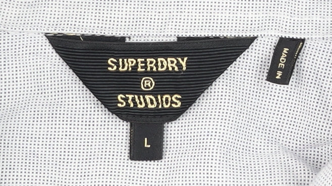 Superdry Studios Men's Grey Cotton Long Sleeve Dress Shirt L