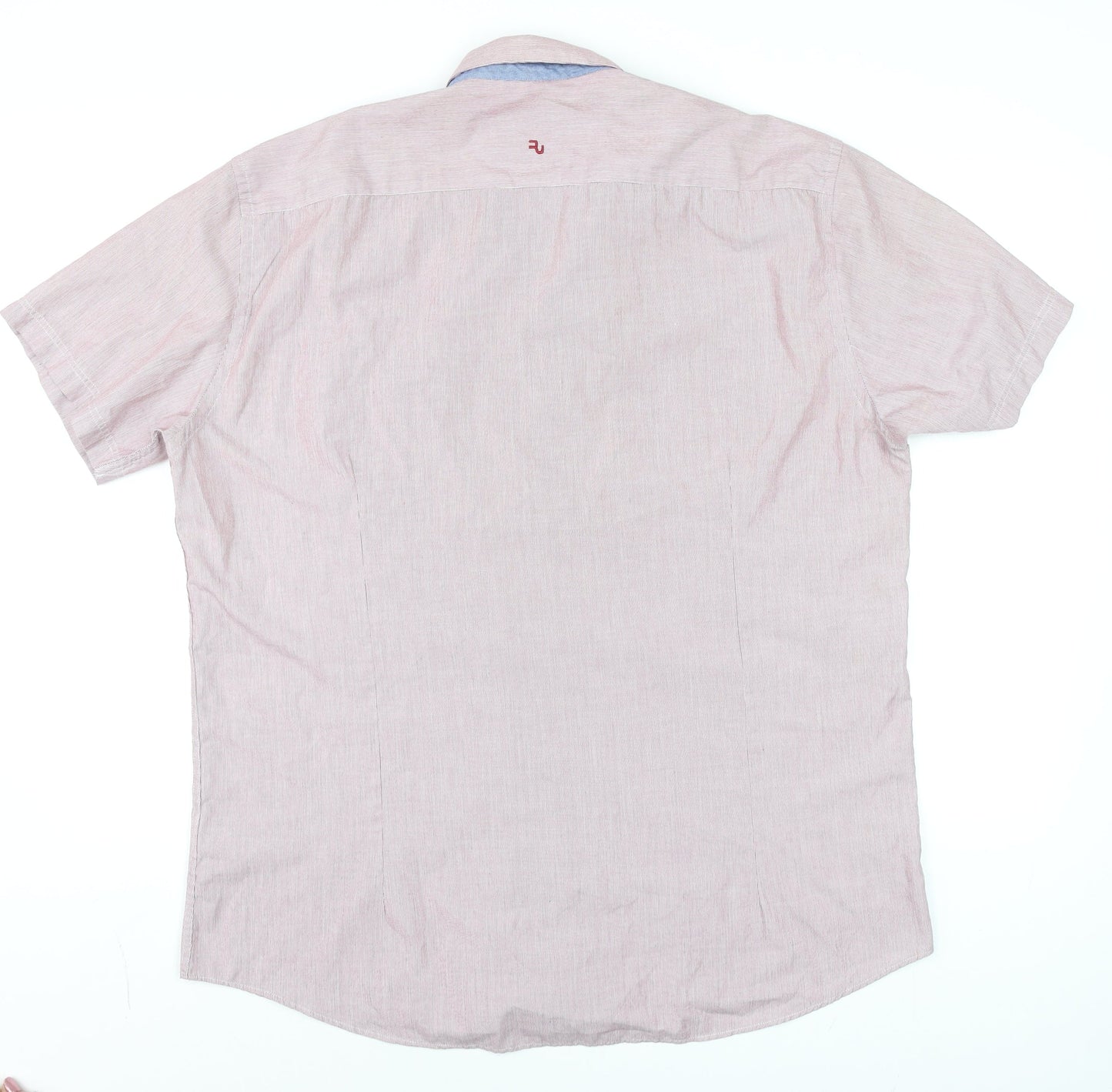 Remus Uomo Pink Short Sleeve Tapered Cotton Blend Men's Formal Shirt XL