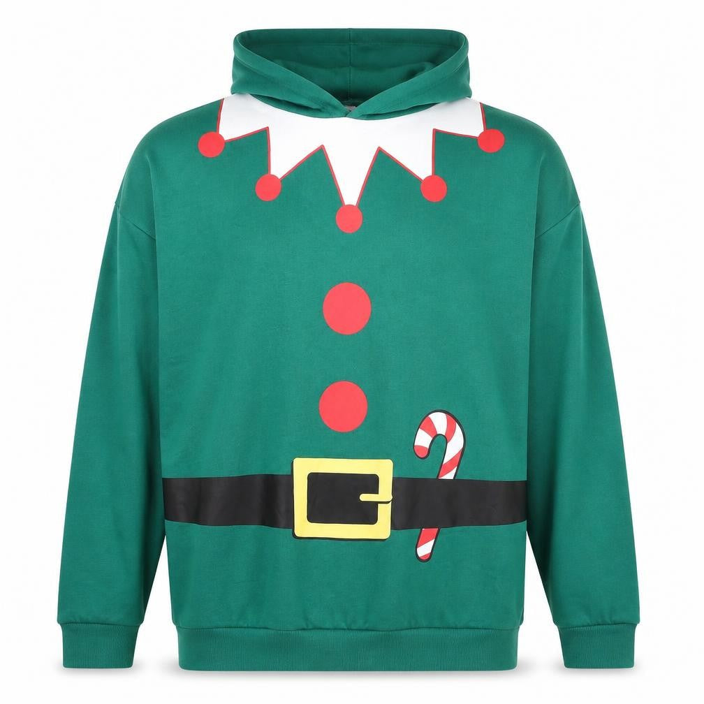 George Men's Green XL Christmas Elf Hooded T-Shirt