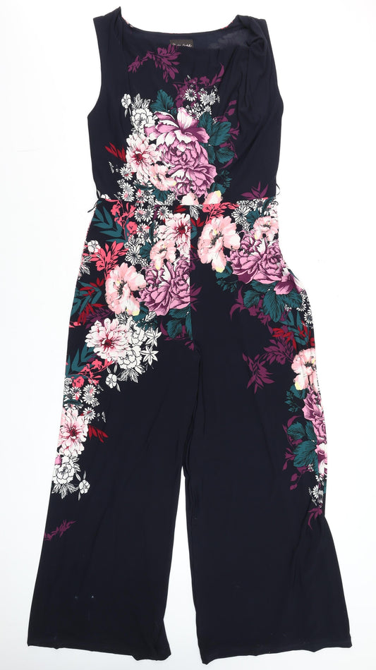 Phase Eight Women’s Blue Floral Wide-Leg Sleeveless Jumpsuit Size 14