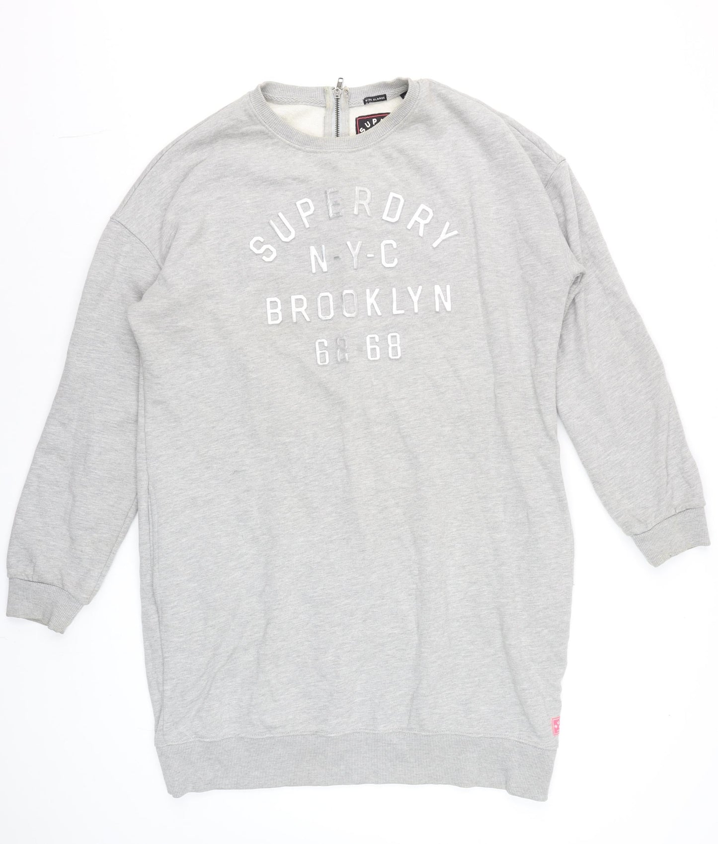 Superdry Women Grey XL Pullover Sweatshirt with Logo Detail