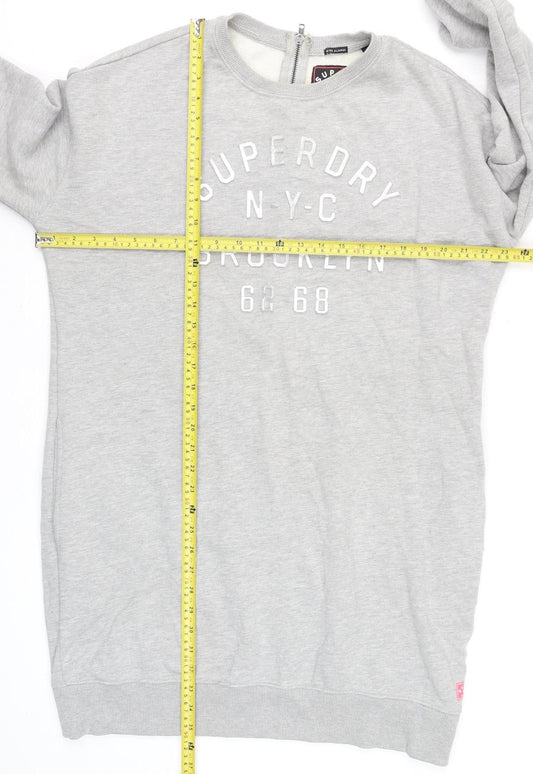Superdry Women Grey XL Pullover Sweatshirt with Logo Detail