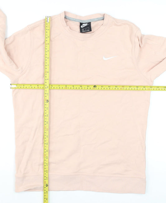 Nike Women Pink Crew Neck Pullover Sweatshirt Size M Cotton
