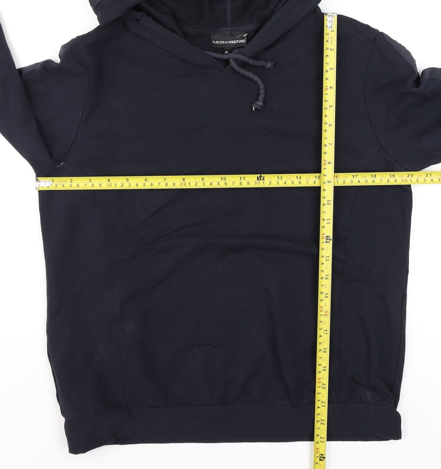 European Culture Men's Navy Blue Pullover Hoodie XL Cotton Blend