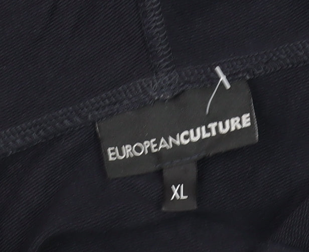 European Culture Men's Navy Blue Pullover Hoodie XL Cotton Blend