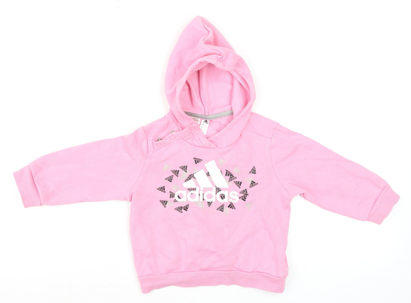 adidas Pink Hooded Graphic Pullover Sweatshirt 18-24 Months Unisex Baby