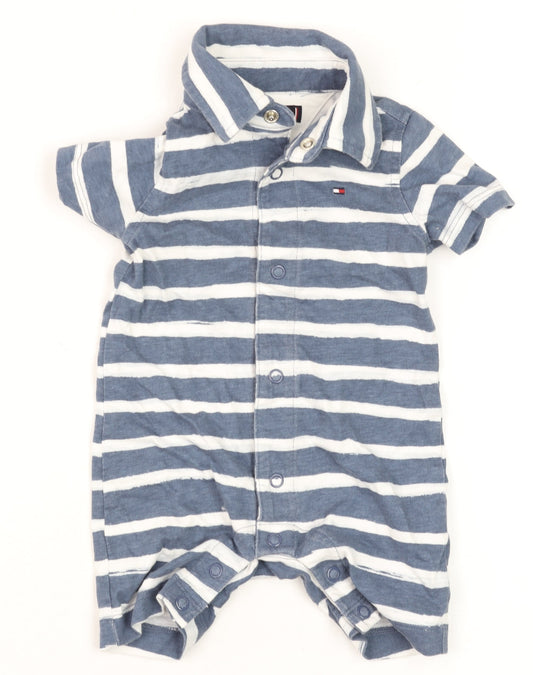 Tommy Hilfiger Blue Striped Collared Romper 3-6 Months Unisex Baby