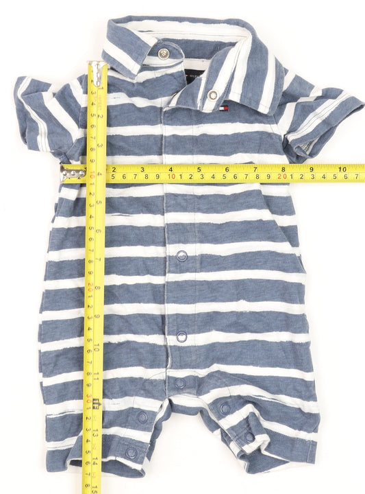 Tommy Hilfiger Blue Striped Collared Romper 3-6 Months Unisex Baby
