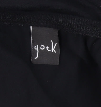 Yoek Women's Black Viscose Slip Dress M Ruffle Hem Party Style