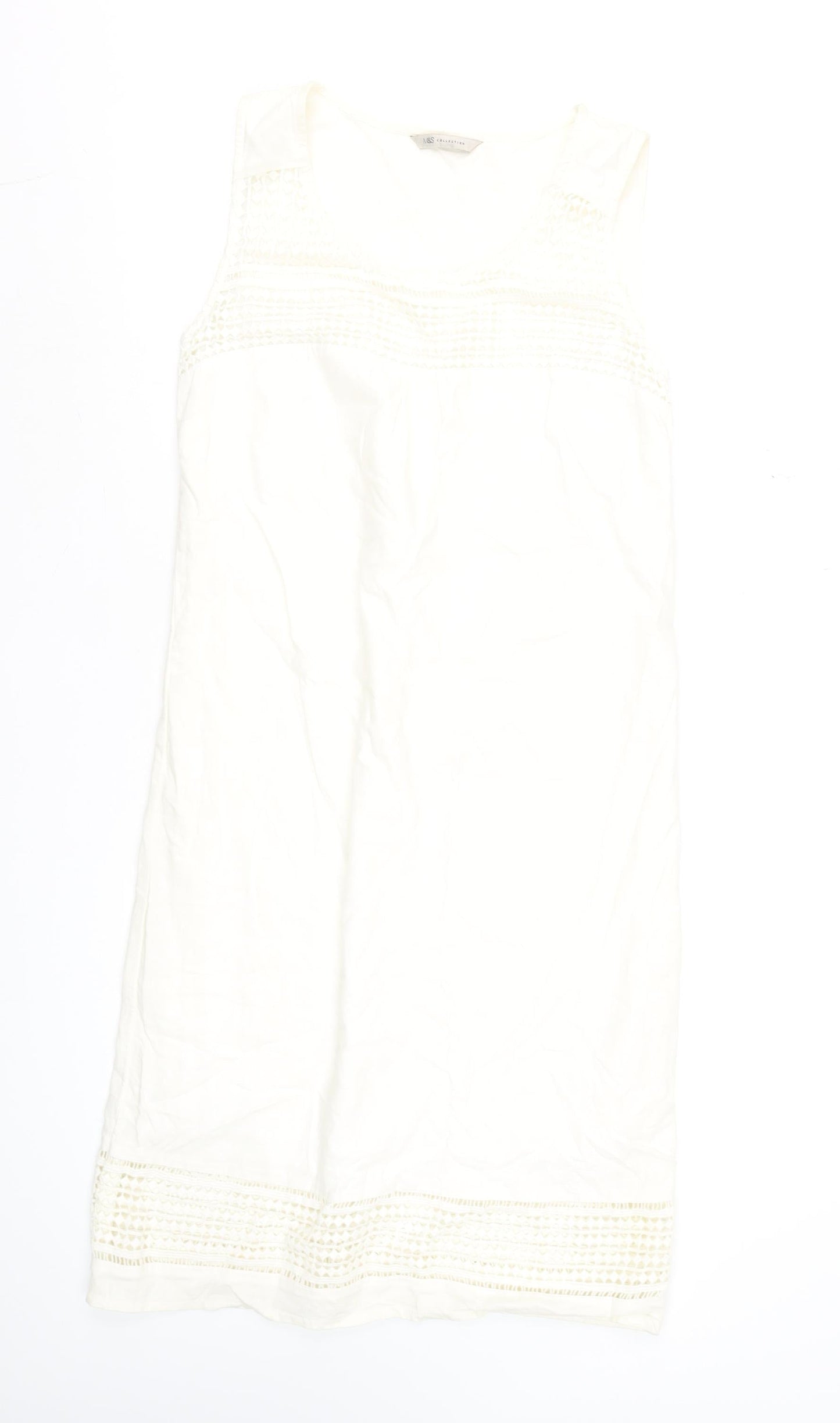 Marks and Spencer Women’s Ivory Linen Blend Sleeveless Knee Length Shift Dress Size 12