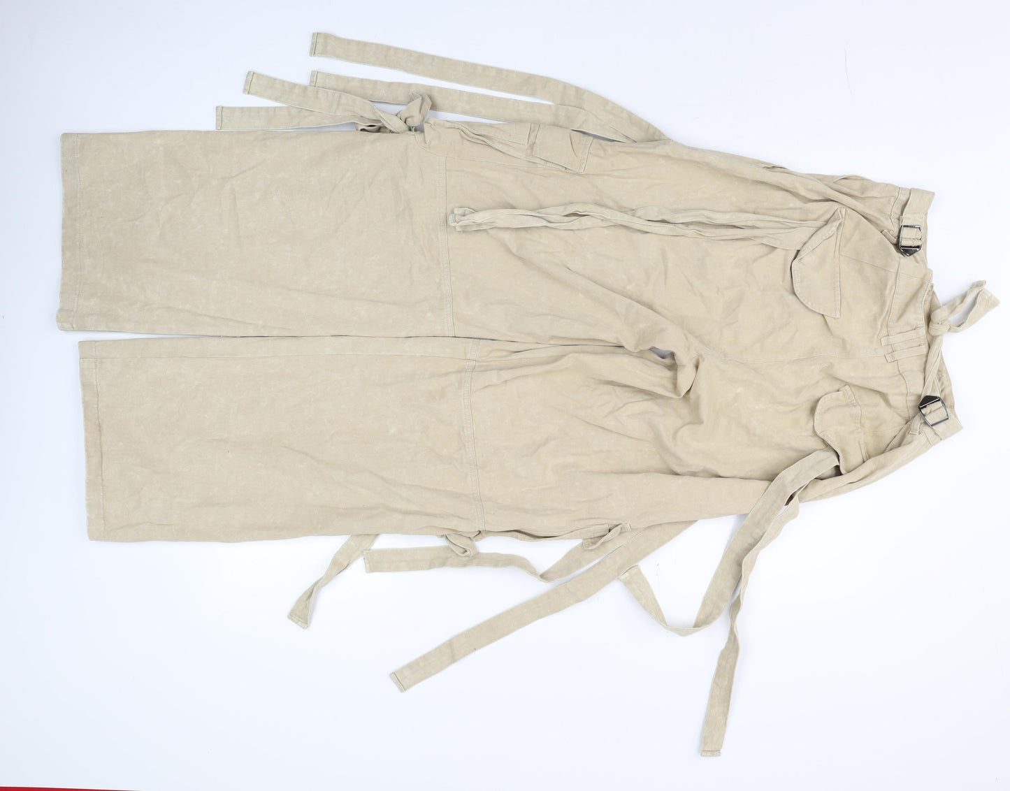 Mars the Label Womens Beige Cargo Wide Leg Cotton Trousers Size S