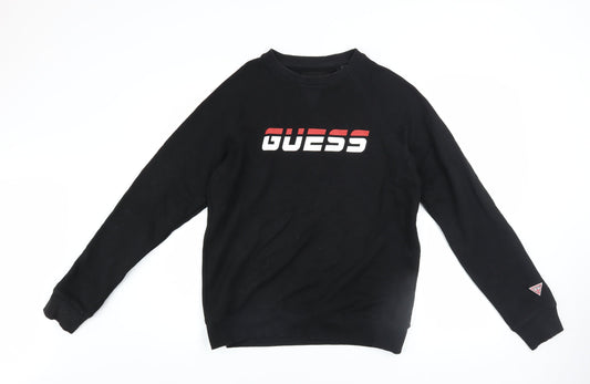 Guess Men’s Black Logo Crew Neck Sweatshirt Medium Regular Fit