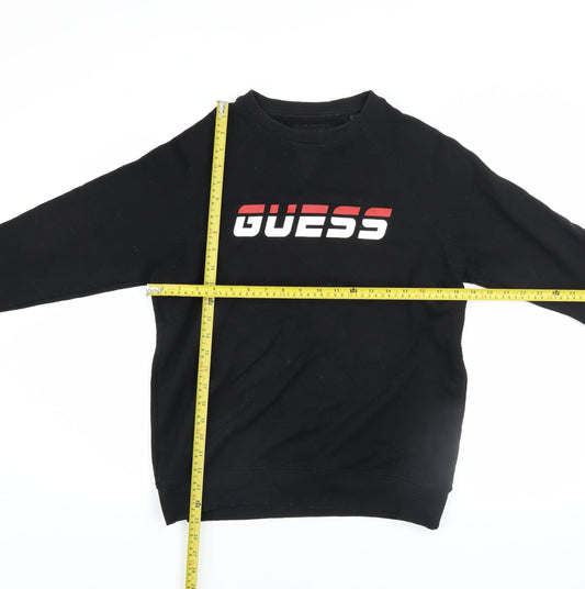 Guess Men’s Black Logo Crew Neck Sweatshirt Medium Regular Fit