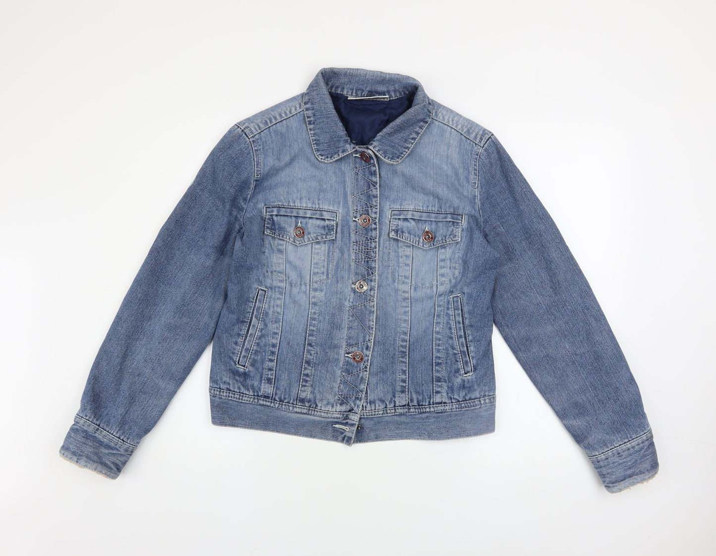 MNG Jeans Womens Blue Denim Lined Jacket Size 2XL Casual Style