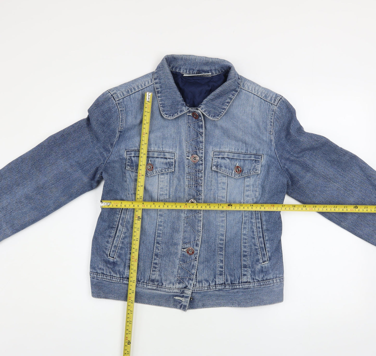 MNG Jeans Womens Blue Denim Lined Jacket Size 2XL Casual Style