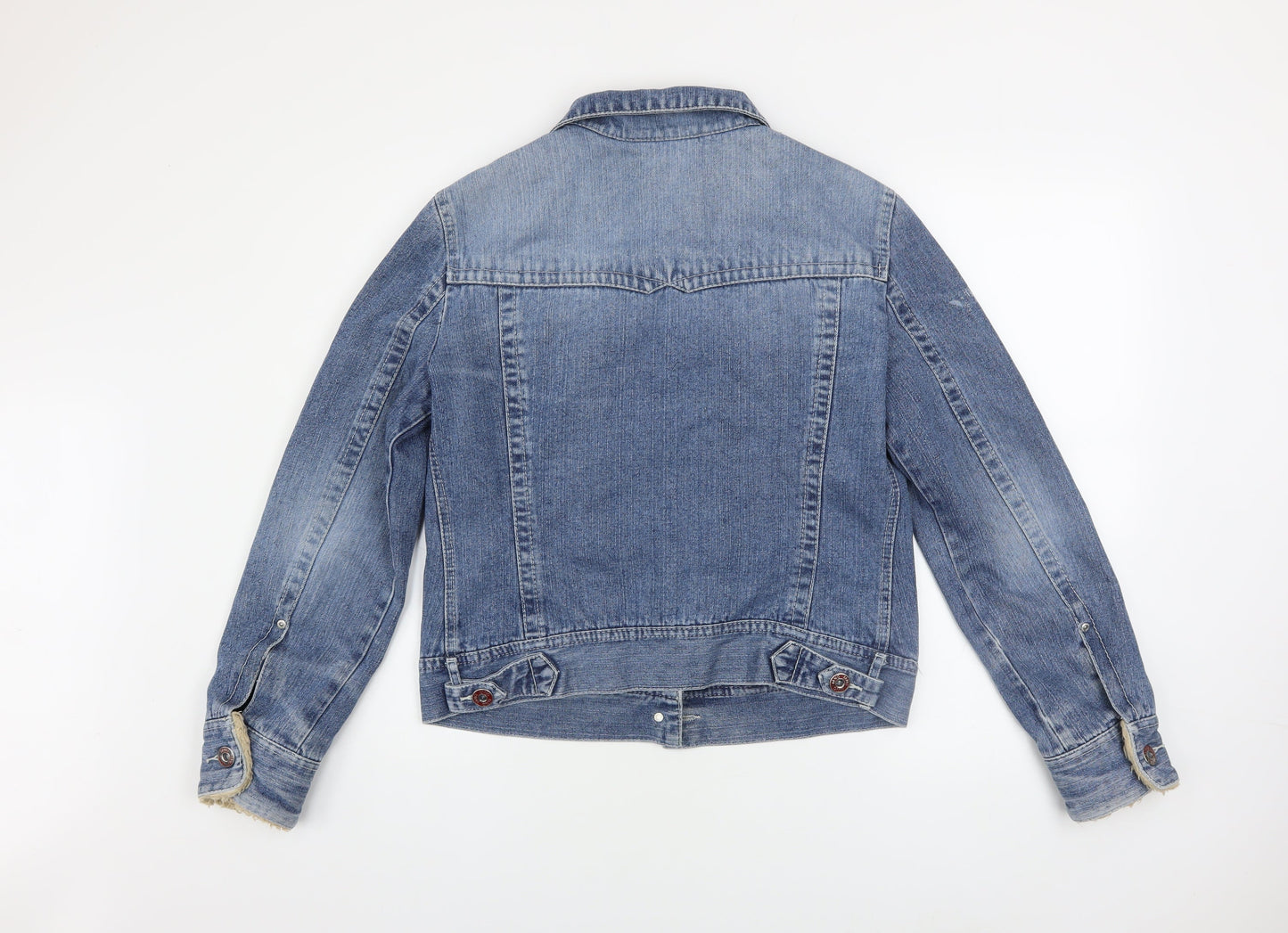 MNG Jeans Womens Blue Denim Lined Jacket Size 2XL Casual Style