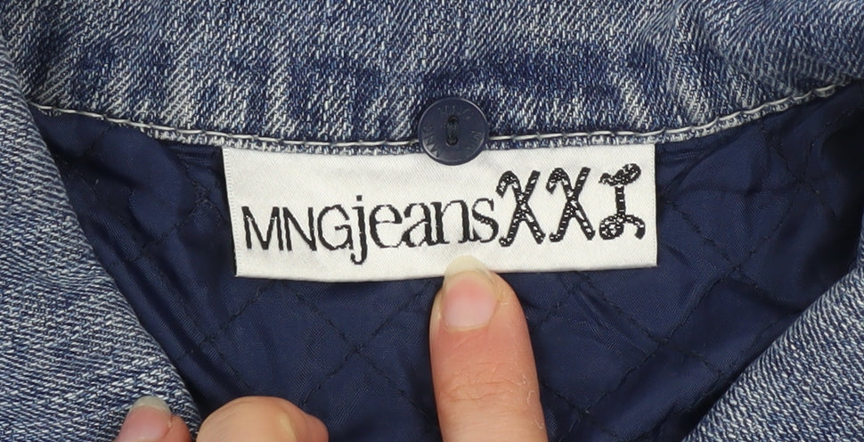 MNG Jeans Womens Blue Denim Lined Jacket Size 2XL Casual Style