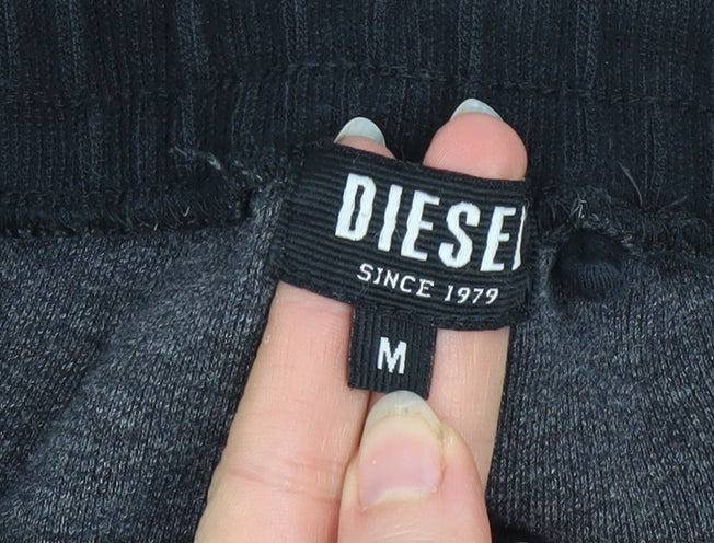 Diesel Men’s Black Fleece Jogger Trousers Size M Regular Fit