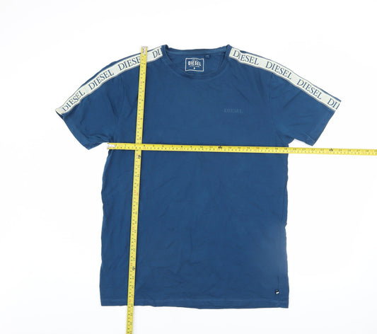 Diesel Men Blue Crew Neck Regular Fit Short Sleeve T-Shirt Size M