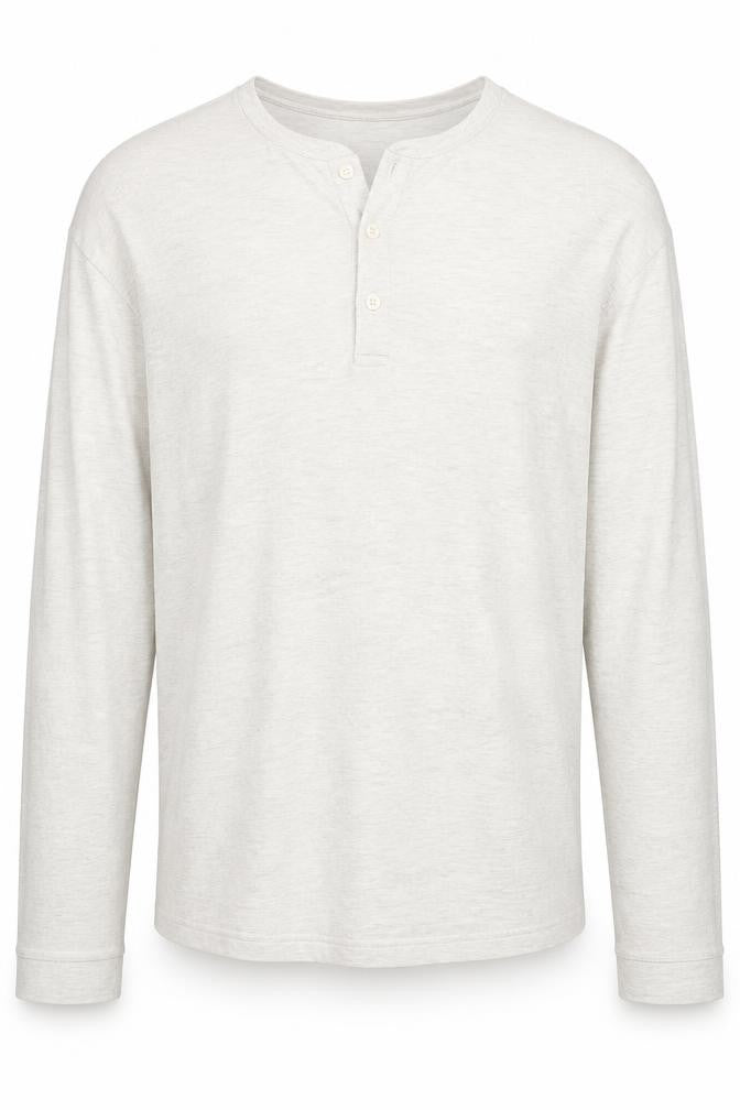 Marks and Spencer Men's Beige 2XL Henley Cotton Sweatshirt