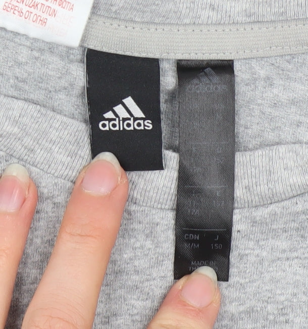 Adidas Boys Grey T-Shirt 14 Years Sports Logo Short Sleeve Top