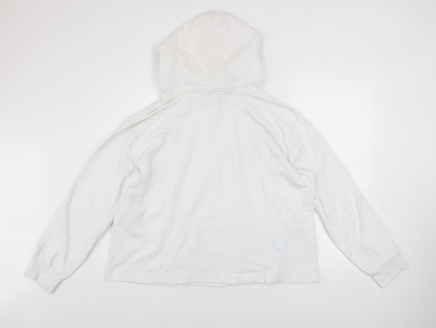 GAP Women White L Pullover Hoodie Logo Print 90% Cotton Casual