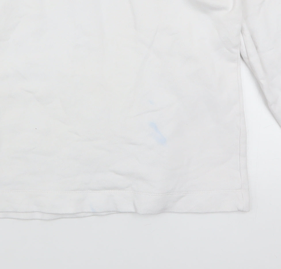 GAP Women White L Pullover Hoodie Logo Print 90% Cotton Casual