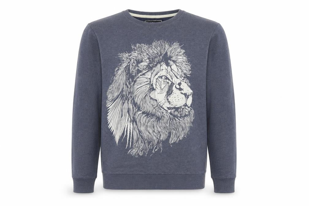 The Bearhug Co Men’s Blue Lion Graphic Sweatshirt Size S