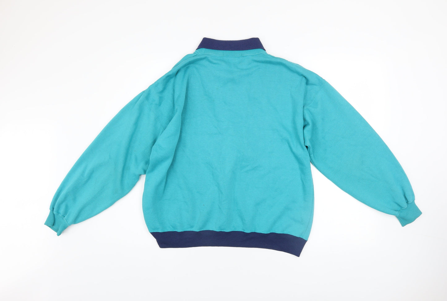 Vintage Superstar Trekker Teal Sweatshirt Women M Collared Graphic Pullover
