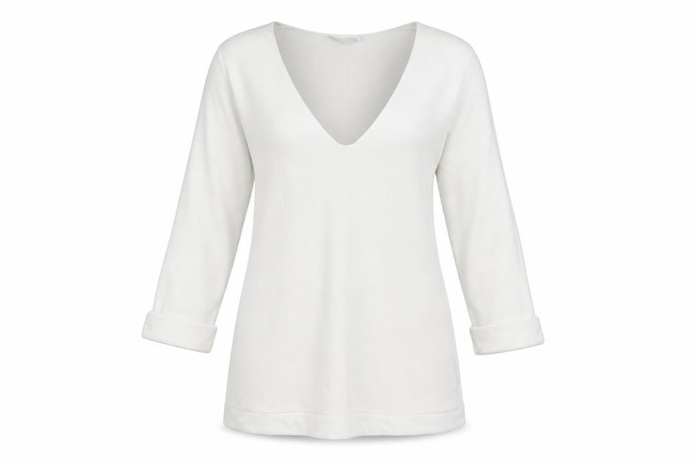 The White Company Women’s White Cotton V-Neck Tunic Jumper Size 10