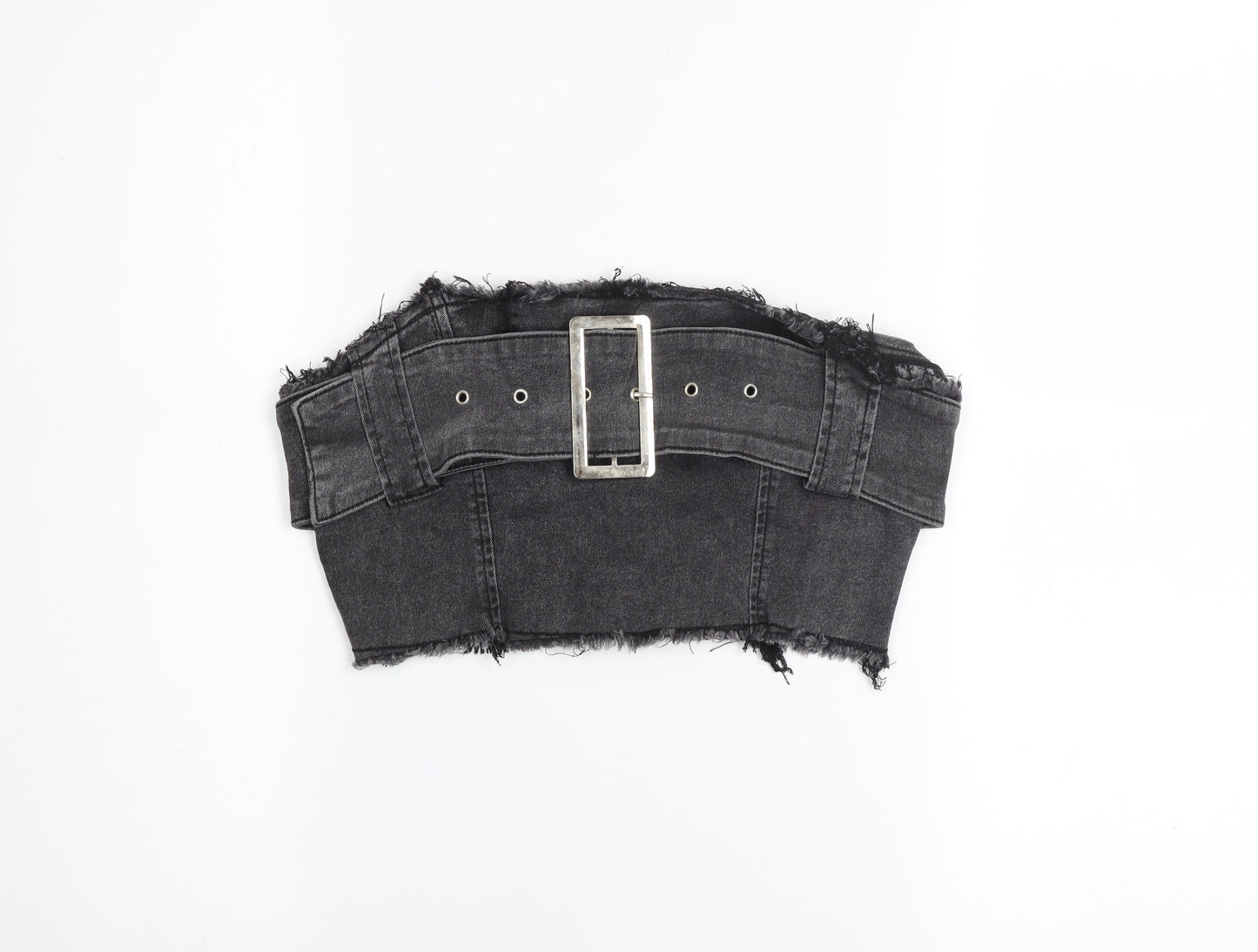 Missguided Womens Black Cropped Denim Bustier Top UK 10