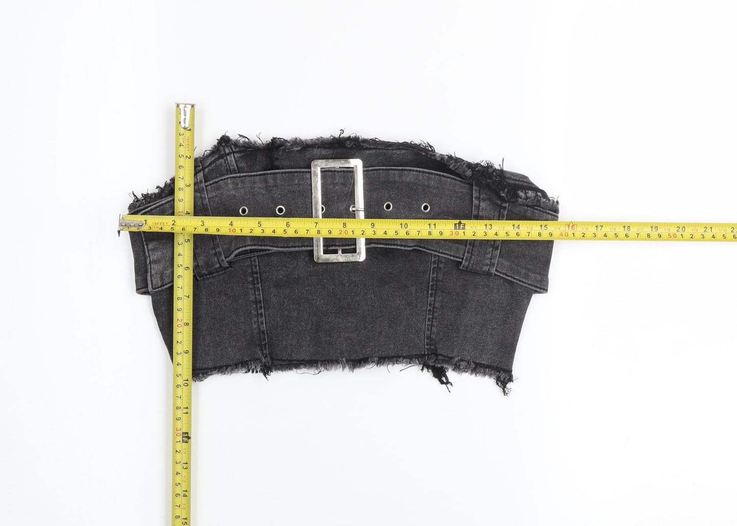 Missguided Womens Black Cropped Denim Bustier Top UK 10
