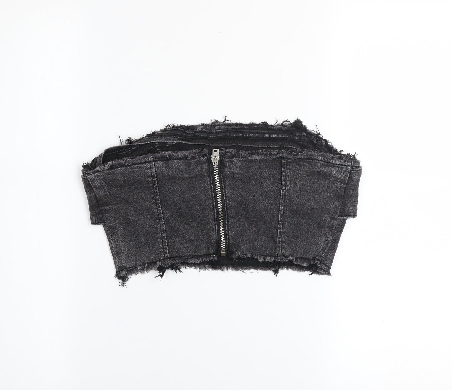 Missguided Womens Black Cropped Denim Bustier Top UK 10