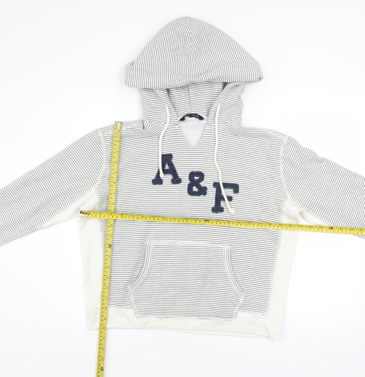 Abercrombie & Fitch Womens White Striped Pullover Hoodie Size S