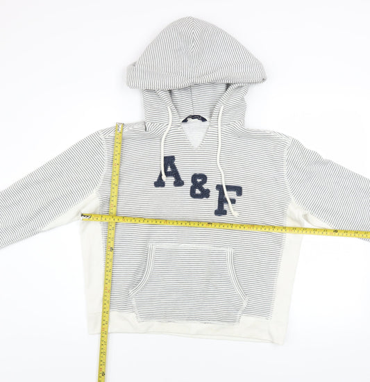 Abercrombie & Fitch Womens White Striped Pullover Hoodie Size S