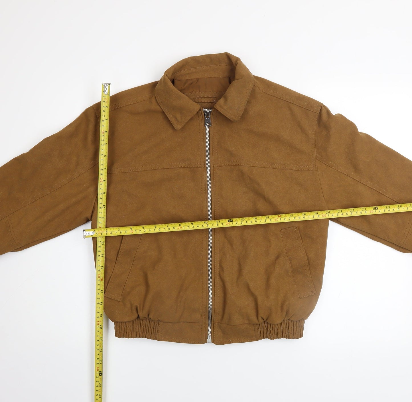 Bershka Men's Brown Polyurethane Bomber Jacket Size S