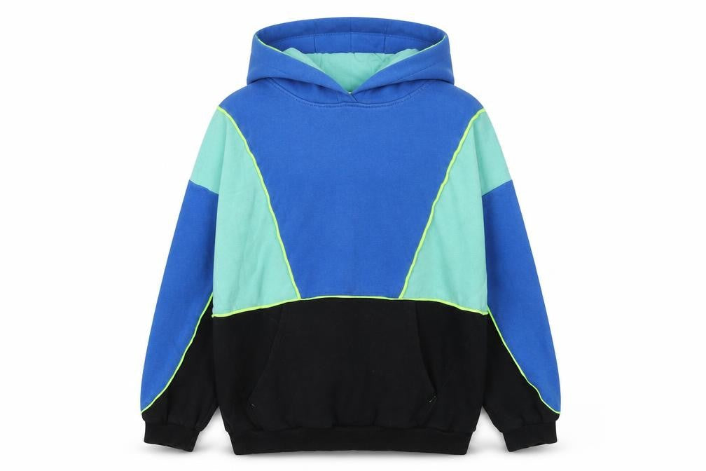 Front view of Next boys’ multicoloured pullover hoodie 12 years colourblock cotton blend