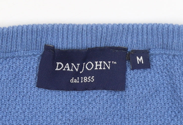 Dan John Men's Blue Cotton Crew Neck Pullover Jumper Medium