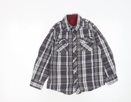 St. Bernard for Dunnes Boys Grey Check Button-Up Long Sleeve Shirt 8-9 Years